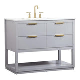 Elegant Decor Larkin 42 Solid Wood Mdf Single Bathroom Vanity In Gray