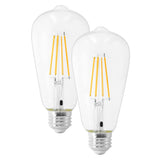 Maxxima ST19 Dusk to Dawn LED Edison Light Bulb, 60 Watt Equivalent, 800 Lumens, 2700K Warm White, Vintage Styled Filament Light