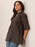 Libas Women'S Cotton Printed Straight Kurti (29638_Black_Xl)