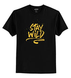 Adro Stay Wild Design Printed T-Shirt For Men (Rnr-S36-Sww-Bl_Black_S)