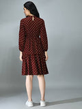 Leriya Fashion Women's Rayon Cocktail Midi Western Dress (LF-WD-1001-M) Maroon