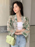 Toplot Women'S Front Open Floral Printed Shrug Top Regular Fit (Shrug-5148-Green-L),Green,,B0CJRBBFN1