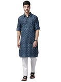 See Designs Men'S Indigo Regular Pure Cotton Pathani Printed Men'S Kurta - Sdpkt_1151Xl
