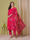 Gosriki Women'S Rayon Blend Straight Printed Kurta With Pant & Dupatta (Roka Rani-Vks01-Gs_S_Pink_Small),Pink,,B0F38GVR2T