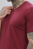 ADRO V-Neck T Shirt for Men 100% Cotton Vneck Tshirt is Ideal for Casual wear Workouts and Loungewear Adding a Stylish Touch.|VN24-PLN-MR-S Maroon,Maroon
