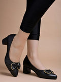 Shoetopia Pointed Toe Stylish Bow Black Pumps For Women & Girls /Eu41,Black,8,B0DRJDGLND