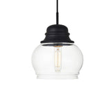 Living District Kenna 1-Light Metal & Glass Pendant In Black/Clear