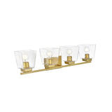 Living District Merrick 4-Light Iron & Glass Bath Sconce In Brass/Clear