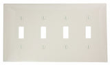 Leviton PJ4A 4Gang Toggle Switch Wallplate, Midway Size, Almond
