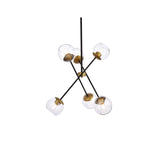 Living District Axl 6-Light Metal Pendant W/Clear Shade In Black And Brass