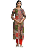 Gosriki Women'S Rayon Blend Straight Printed Kurta With Pant (Nimmi Red-Gs_Xxl_Red_Xx-Large),Red,2,B0DCK84G26