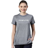 Enamor Womens Athleisure A306-Dry Fit with Antimicrobial & Sweat Wicking Crew Neck Short Sleeve Breathe Active Wear T-Shirt (A306_Navy Melange_M),Navy Melange