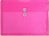 JAM PAPER Plastic Envelopes with Button & String Tie Closure - Letter Booklet - 9 3/4 x 13 - Fuchsia - 3/Pack
