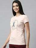 Enamor Essentials Short Sleeve Round Neck Slim Fit Stretch Cotton Tshirt For Womens-E147 (E147_Rosewater_Xl)
