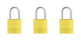 ABUS Yellow 72/30 Lockout Tagout Safety Padlock w/ 1 Shackle, 3 Pack, Keyed Alike, 3 Padlocks with 6 Keys
