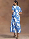 Libas Women'S Cotton Flared Midi Dress (29118Or Blue