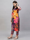 Anni Designer Women'S Cotton Blend Straight Printed Kurta With Pant (Wahida Purple_L_Purple_Large),Purple,L,Cotton Blend,Wahida_1428,Kurta