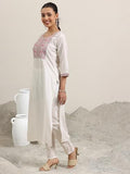 Libas Women'S Viscose Rayon Floral Straight Kurta (29454O Off White