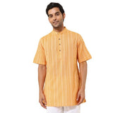 Fabindia Men'S Cotton Dobby Regular Short Kurta (1038376Yellow_Yellow