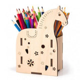 MeeCraft Wooden Horse Shaped Pen Holder Desk Accessory, 10x5x12cm