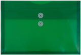 JAM PAPER Plastic Envelopes with Button & String Tie Closure - Legal Booklet - 9 3/4 x 14 1/2 - Green - 3/Pack
