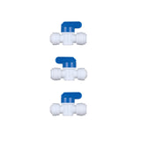 EZRODI 3 Pack Push-to-Connect Plastic Shut Off Valve Fitting (3/8-in OD x 1/4-in OD, Inline Straight Ball Valve), White+Blue