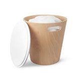 Umbra Woodrow, Modern Ottoman With Storage, Large Round Stool, Natural Wood/White