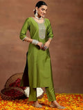 Libas Women'S Silk Blend Kurta Set (Gs9110R Green S