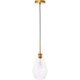 Living District Gene 1-Light Metal Pendant In Brass And Clear Glass