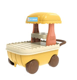 OLEOCA Family Ice Cream Cart Toy - Dessert Pushcart Set with Popsicles, Cones & Donuts, Street Vendor Stall for Dollhouse Preten