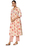 Libas Womens Printed Cotton A-Line Kurta With Trousers