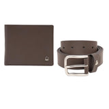 United Colors Of Benetton Matera MenS 2In1 Leather Gift Set Brown NonReversible Belt & Global Coin Wallet | Formal Essenti