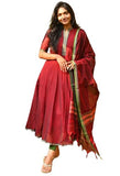 Gosriki Women'S Rayon Viscose Solid Anarkali Kurta With Dupatta (Dindi Red-Gs_M_Red_Medium),Red,,B0DV4DZG3S