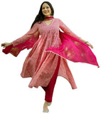 Anni Designer Women'S Rayon Blend Printed Straight Kurta With Pant & Dupatta (Manchali-Rani_S_Pink_Small),Pink,S