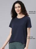 Enamor Women'S Solid Relaxed Fit T-Shirt (E305_Space Blue S)