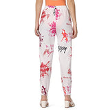 Leriya Fashion Women'S Casual Wide Leg High Waisted Button Down Straight Long Trousers Pants (White & Red_Xl)