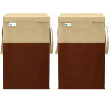 68 L Grey Black Laundry Basket (Pack of 2 (Beige Brown))
