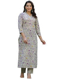 Gosriki Women'S Cotton Blend Straight Printed Kurta With Pant (Dhulika Purple-Gs_L_Purple_Large),Purple,,B0D9YH9D4B