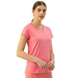 Enamor Essentials Women'S Short Sleeve V Neck Slim Fit Breathable Stretch Cotton Tee - E067(E067-Bubble Pink-S)