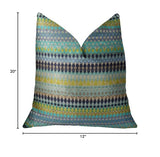 Plutus Brands Plutus Alpenglow Handmade Throw Pillow, 12 X 20, Turquoise/Yellow/Navy