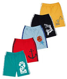 Kyda Kids 100% Cotton Printed Shorts For Boys And Girls - Regular Fit Multicolor, 4-5 Years (Pack Of 5)