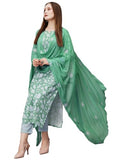Anni Designer Women'S Cotton Blend Straight Printed Kurta With Pant & Dupatta (Mei Green-Nw_S_Green_Small),Green,S