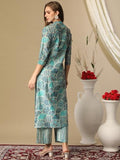 Gosriki Women'S Cotton Blend Straight Printed Kurta With Pant (Later Blue-Nh-Gs_S_Blue_Small),Blue,,B0D3BY2LBJ