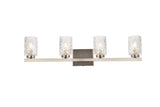 Living District Cassie 4-Light Metal Bath Sconce In Satin Nickel And Clear