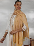 Libas Womens Printed Cotton Blend Straight Kurta With Trousers And Dupatta Off White S