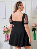 Om Sai Latest Creation Womens Lycra Women Western Dresses Regular Fit Fit And Flare (Oslc-Wd1118_Black_S)