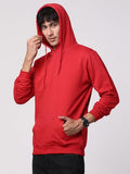 Adro Mens Cotton Solid Hoodie Sweatshirts (H23-Pln-Rd_Red_Xl)