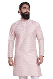 Divisive Men'S Printed Cotton Silk Blend Only Slim Fit Kurta (Dkrt218_Xl_Peach)