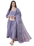 Gosriki Women'S Rayon Viscose Anarkali Embroidered Kurta With Pant & Dupatta (Anandhi Purple-Vks01-Gs_M_Purple_Medium),Purple,,B0DTK6D8WR