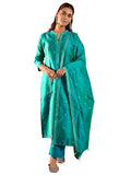 Libas Womens Woven Design Silk Blend Straight Kurta With Trousers And Dupatta
